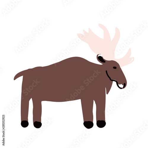 Moose simple illustration on white background