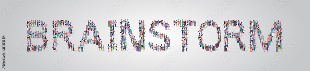 people crowd gathering in shape of brainstorm word different occupation employees mix race workers group standing together social media community concept flat horizontal people crowd gathering in shape of brainstorm word different occupation employees mix race workers group standing together social media community concept flat horizontal