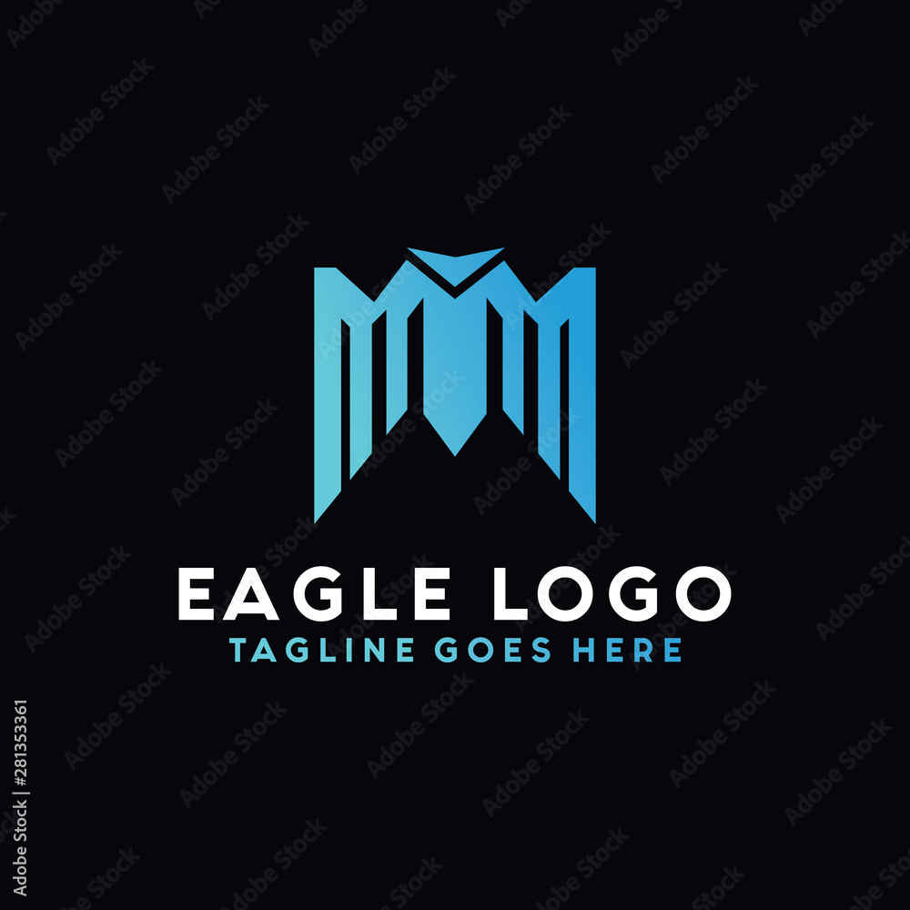 Eagle Logo Vector With Modern Shape And Blue Gradient Color. Hawk Bird Geometric Symbol. Falcon Logo Design Inspiration.