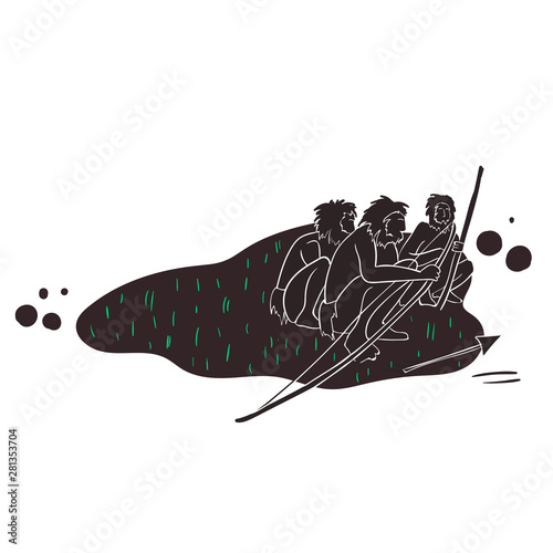 Cavemen simple illustration on white background
