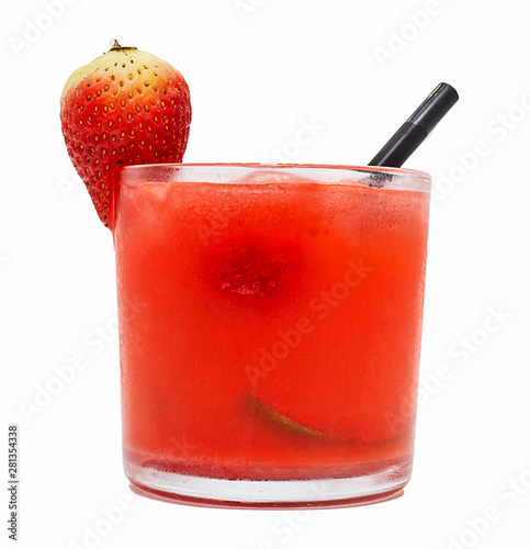 caipirinha strawberry isolated white background photo