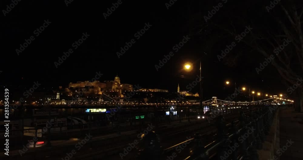 View of the Buda Castle at night time from the east side of the Danube river in Budapest. View of the Buda Castle at night time from the east side of the Danube river in Budapest.