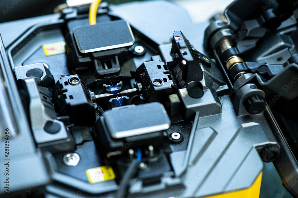 Device for mounting optical cable. Optical internet Technology concept. Device for mounting optical cable. Optical internet Technology concept.