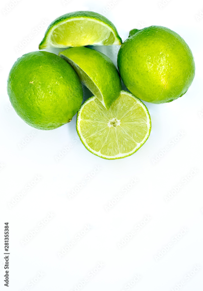 Limes on white background