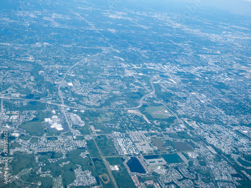 Florida Tampa bay area seen from airplane