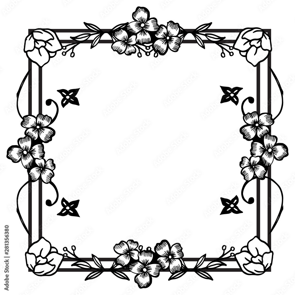 Simple flower frame on a white background, design for greeting card, invitation card, poster. Vector Simple flower frame on a white background, design for greeting card, invitation card, poster. Vector