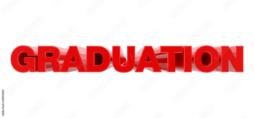 GRADUATION red word on white background illustration 3D rendering GRADUATION red word on white background illustration 3D rendering