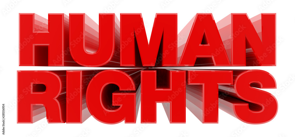 HUMAN RIGHTS red word on white background illustration 3D rendering HUMAN RIGHTS red word on white background illustration 3D rendering