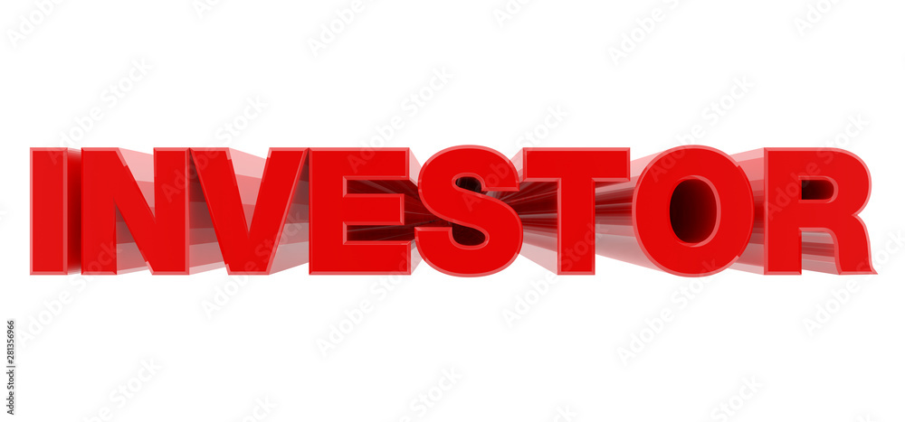 INVESTOR red word on white background illustration 3D rendering INVESTOR red word on white background illustration 3D rendering