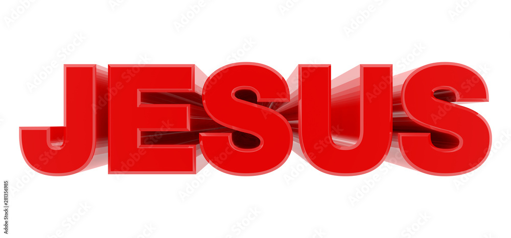 JESUS red word on white background illustration 3D rendering JESUS red word on white background illustration 3D rendering
