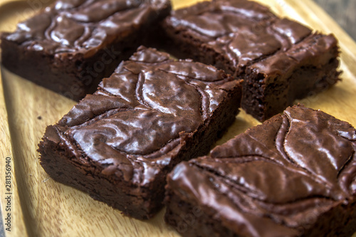 Nutella Brownie on the wood table blackground