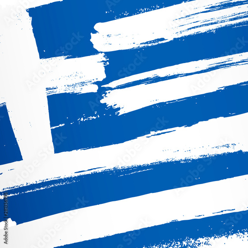 Flag of Greece. Brush strokes drawn by hand. Independence Day.