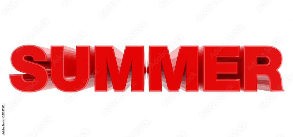 Fototapeta premium SUMMER red word on white background illustration 3D rendering