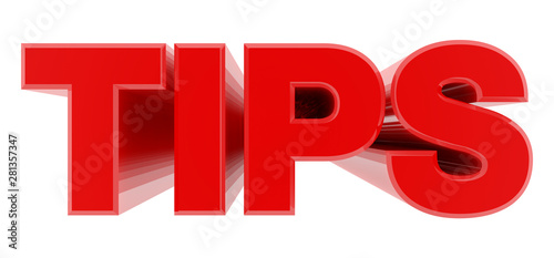 TIPS red word on white background illustration 3D rendering