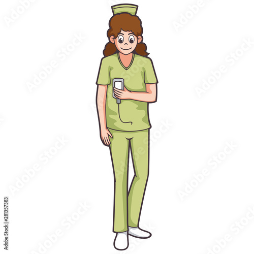 fun cartoon nurse holding impuls injection