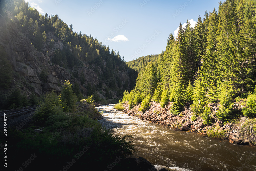 A river running through a mountain valley in Colorado. 