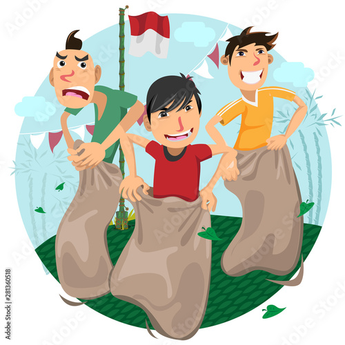 Indonesia Independence day games celebration - Slack Race