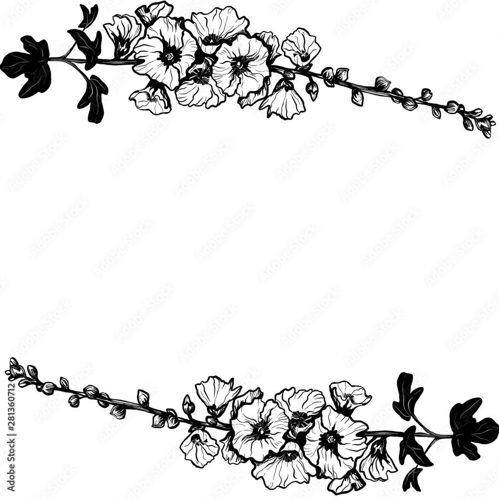 Naklejka premium frame with flowers and leaves