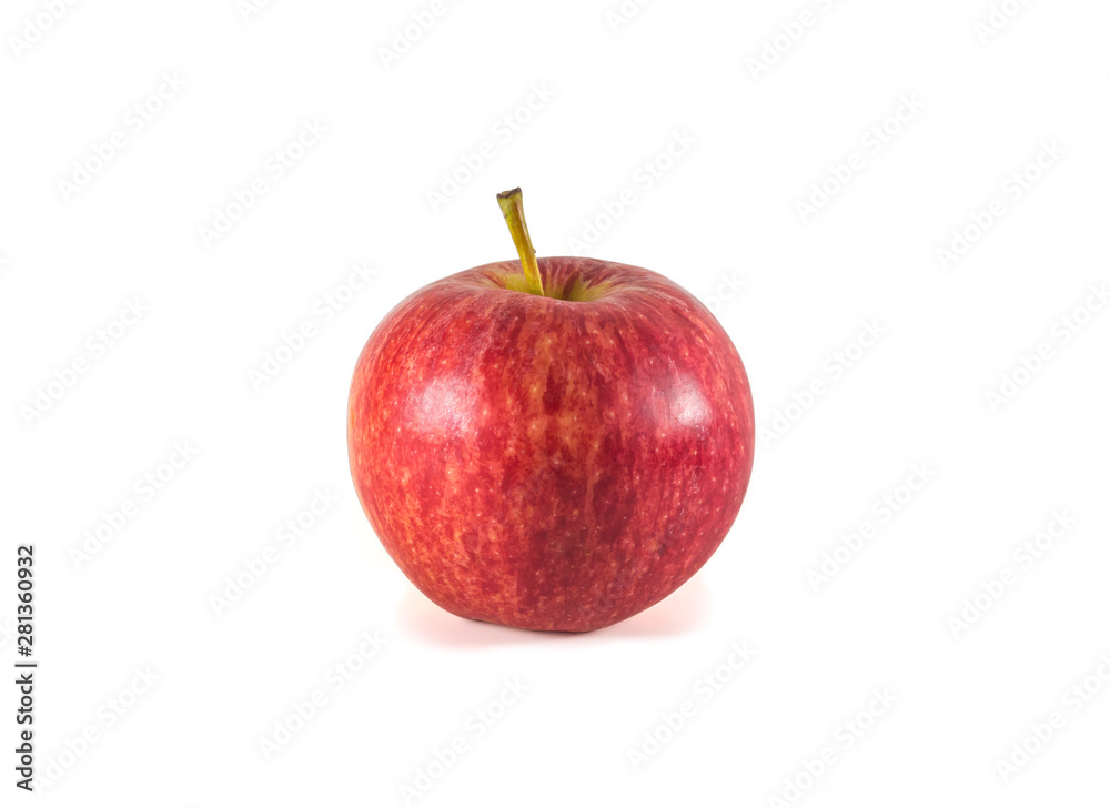 Isolated red beautiful single apple on white background Isolated red beautiful single apple on white background