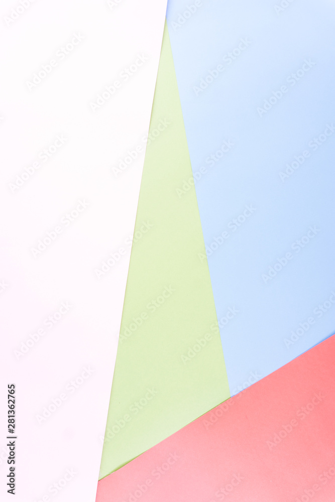 Flat layout of minimal colourful layer of pastel pink, green, blue and redpaper background. Flat layout of minimal colourful layer of pastel pink, green, blue and redpaper background.