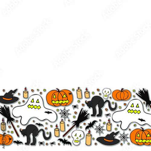 halloween background with pumpkins and bats