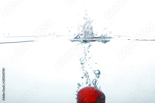 Falling Apple Into Clean Water 