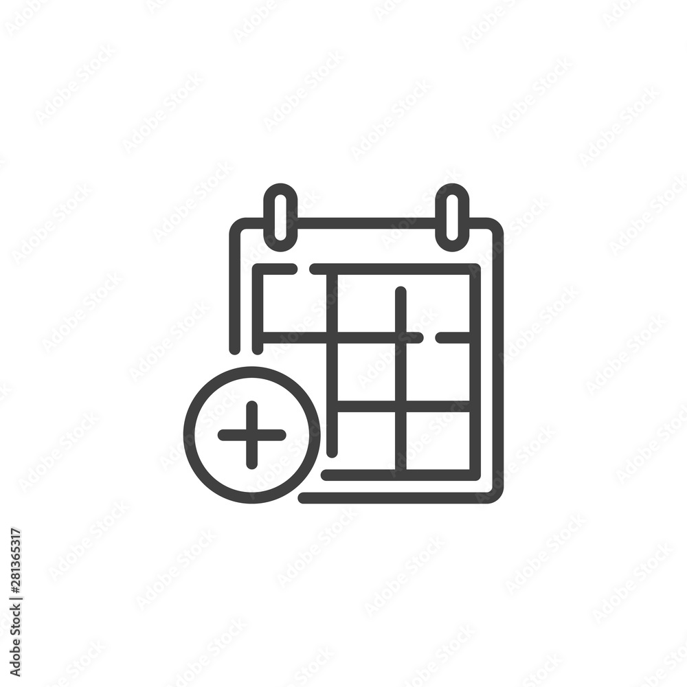 Add Calendar Page Line Icon Linear Style Sign For Mobile Concept And add-calendar-page-line-icon-linear-style-sign-for-mobile-concept-and