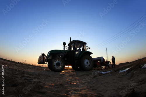 The tractor in farmland farming