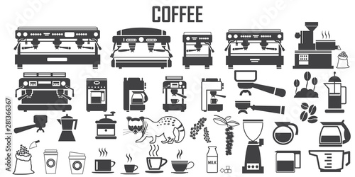 Fotografija coffee machine icon vector mono symbol.