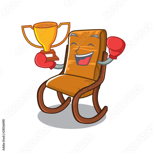 Boxing winner toy rocking chair above cartoon table