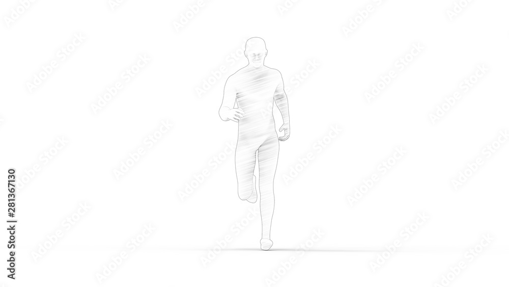 3D rendering of a computer model human running isolated 3D rendering of a computer model human running isolated