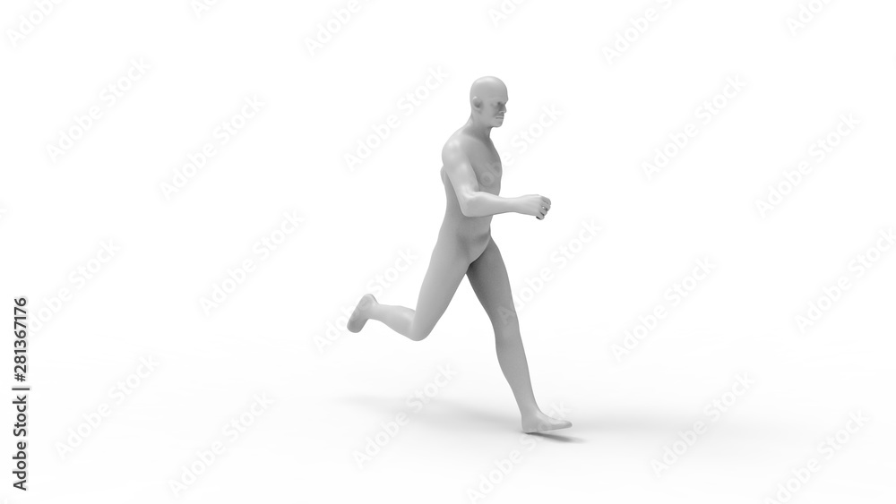 3D rendering of a computer model human running isolated 3D rendering of a computer model human running isolated