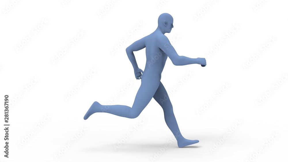 3D rendering of a computer model human running isolated 3D rendering of a computer model human running isolated