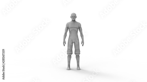 3D rendering of a digital human model isolated in white background