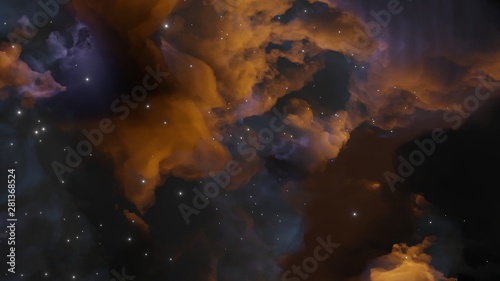 Abstract background with clouds and stars. Blue and yellow. Template for illustrations of space and clouds. © SrgSie