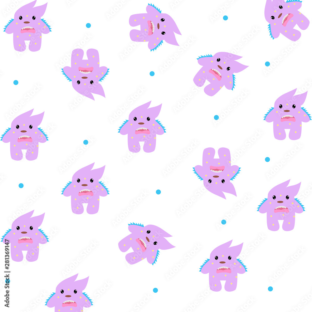 illustration cute monster pattern background