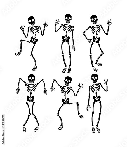 Set of dancing skeletons