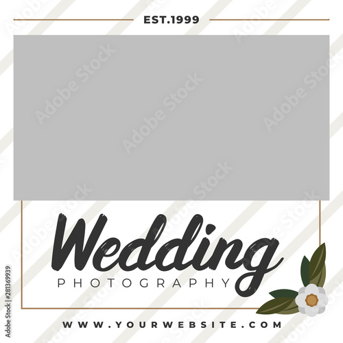 Modern square wedding photography web banner for social media mobile apps