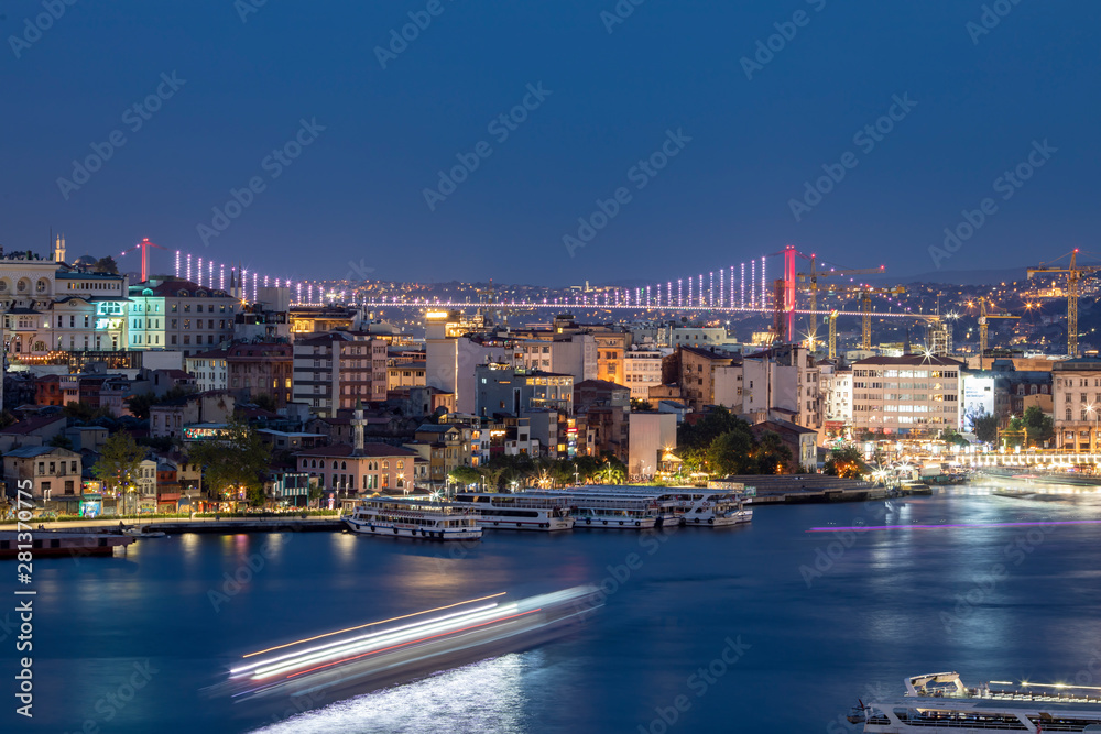 Night Cityscape Istanbul Bosphorus Bridge