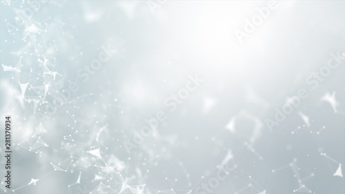 Abstract background Dot and connect line for cyber technology futuristic and network connection concept with dark and grain processed wide screen ratio.