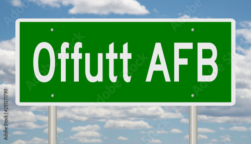 Rendering of a green highway sign for Offutt AFB photo