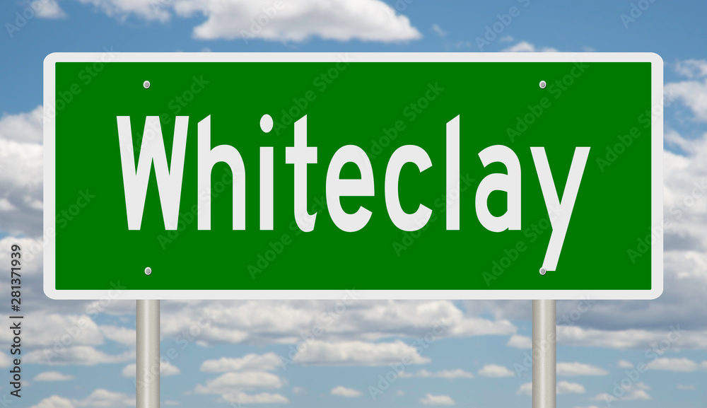 Rendering of a green highway sign for Whiteclay Nebraska