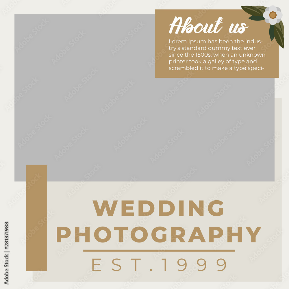 Fototapeta premium Modern square wedding photography web banner for social media mobile apps