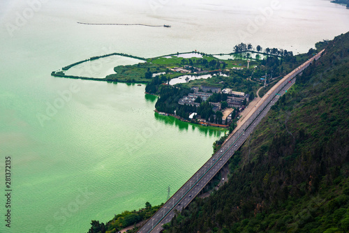 Road above Dian Lake in Kunming China photo