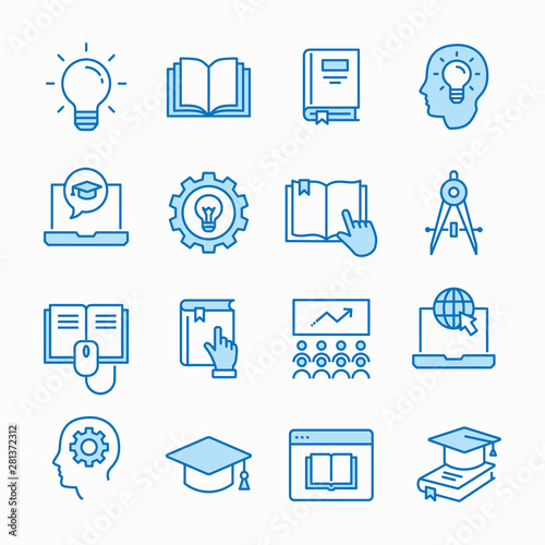 Education line icons set. Vector illustration. Editable stroke.