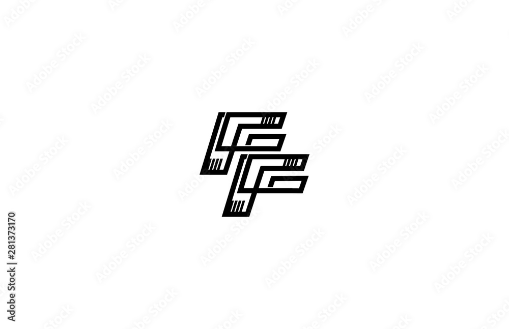 Initial Letter FF Monogram Bold Linear Sporty Modern Logo Initial Letter FF Monogram Bold Linear Sporty Modern Logo