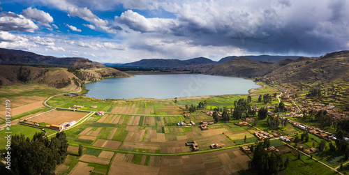 Crop fields in the Peruvian Andes (Paca lake) in Junin photo