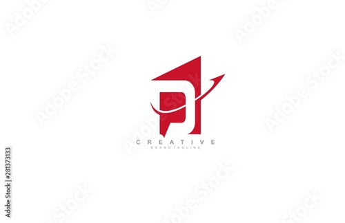 Initial D letter isolated growth swoosh arrow shape logotype