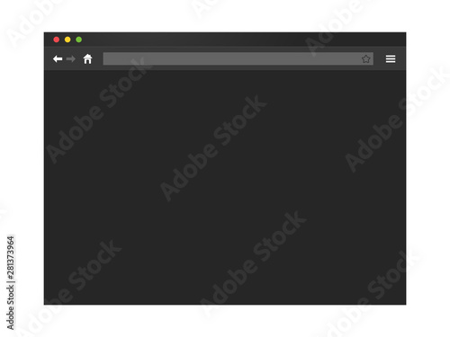 Modern internet browser window. Dark theme interface