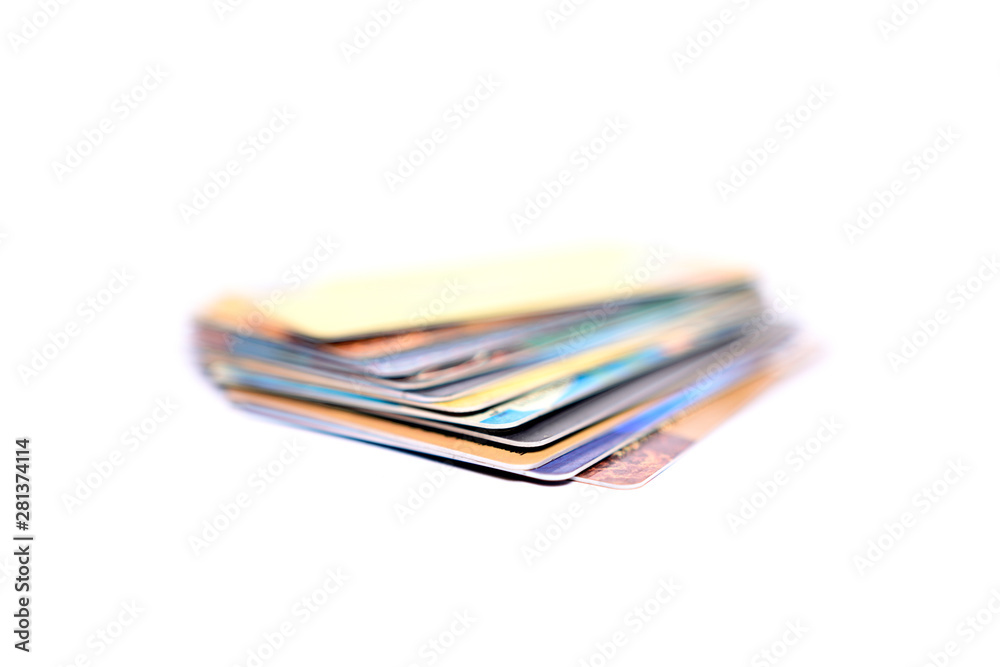 Credit cards on isolated white background Credit cards on isolated white background